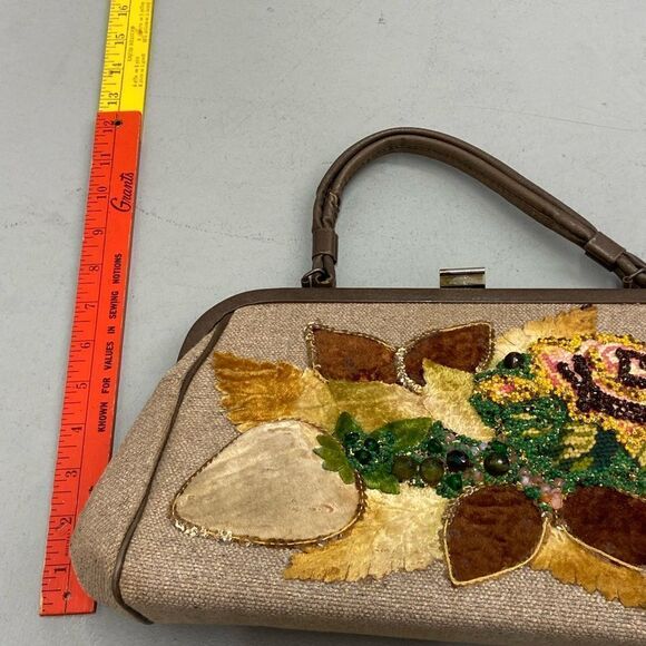 Vintage Caron of Houston beaded floral 60s 70s handbag g02 - Picture 2 of 8